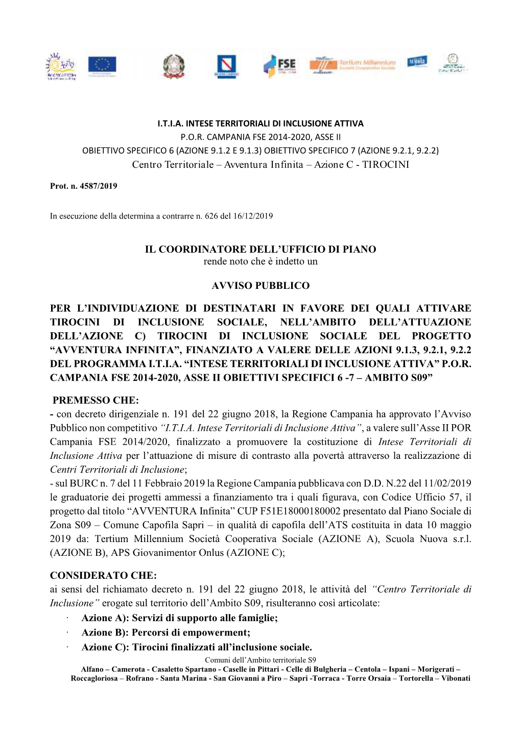 Centro Territoriale – Avventura Infinita – Azione C - TIROCINI