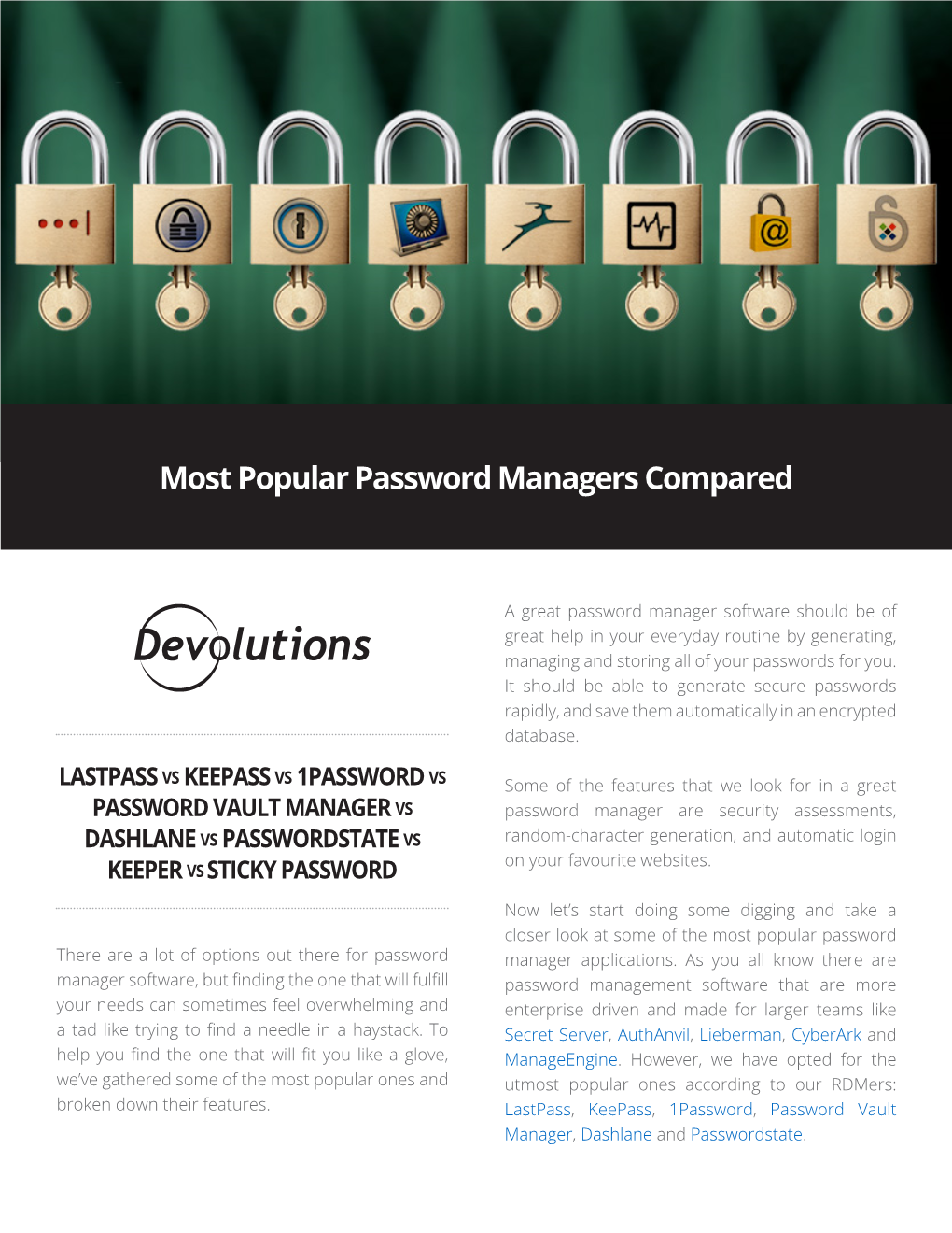 Most Popular Password Managers Compared