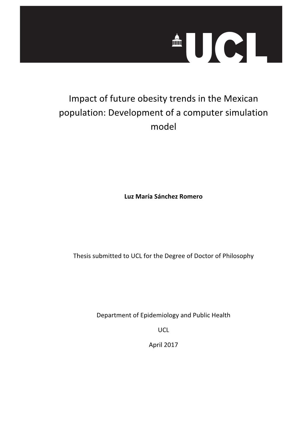 Impact of Future Obesity Trends in the Mexican Population: Development of a Computer Simulation Model