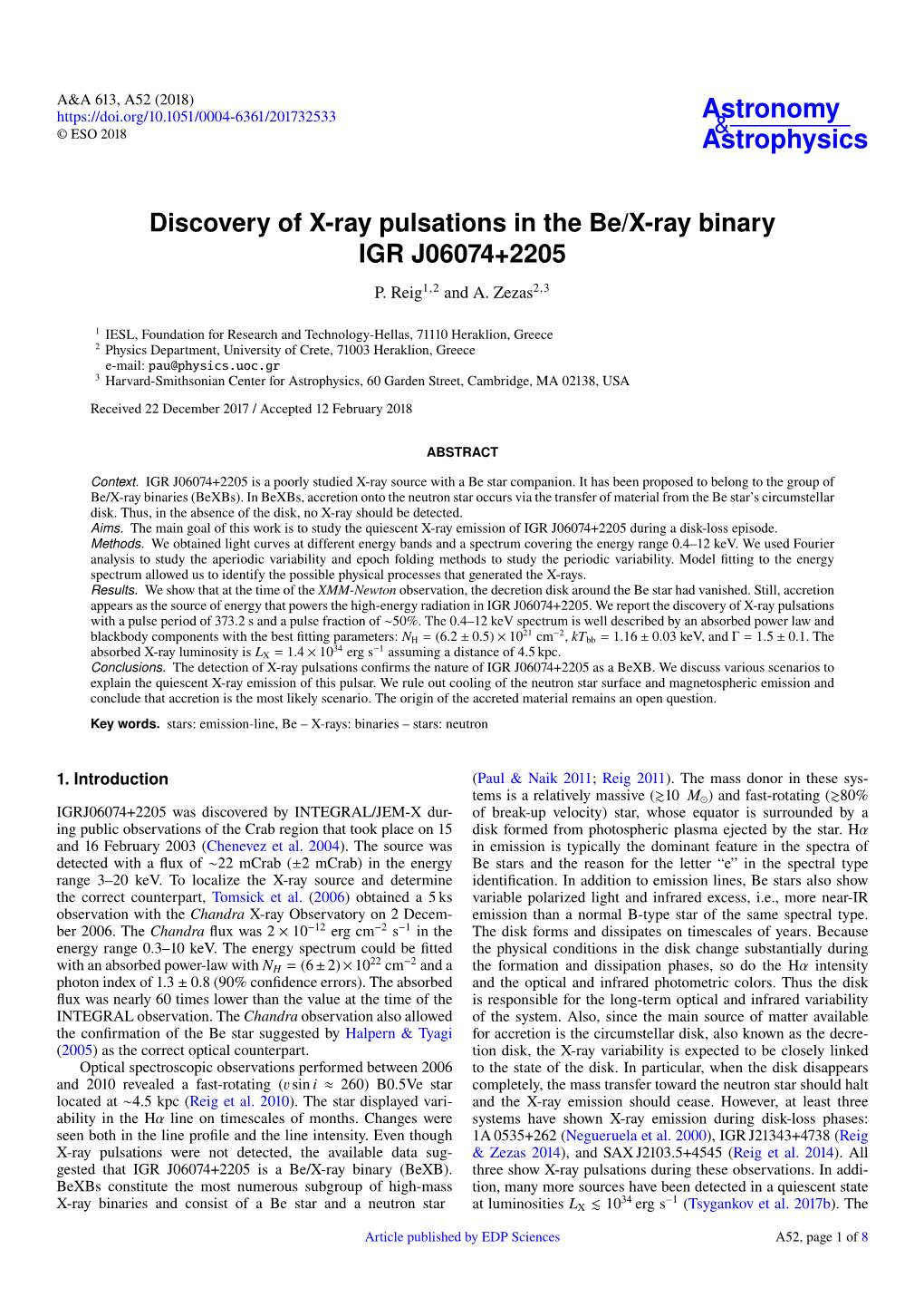 Discovery of X-Ray Pulsations in the Be/X-Ray Binary IGR J06074+2205 P