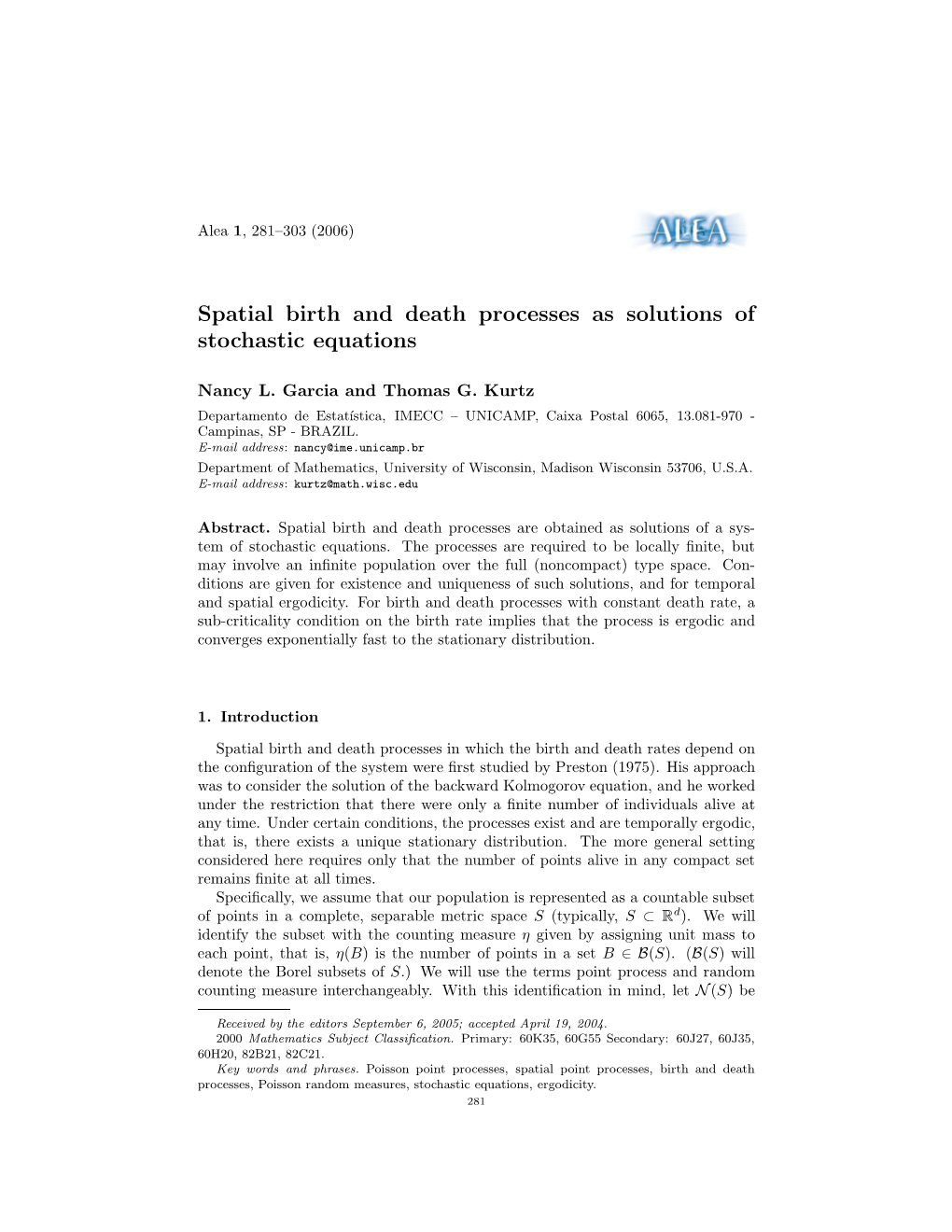 Spatial Birth and Death Processes As Solutions of Stochastic Equations