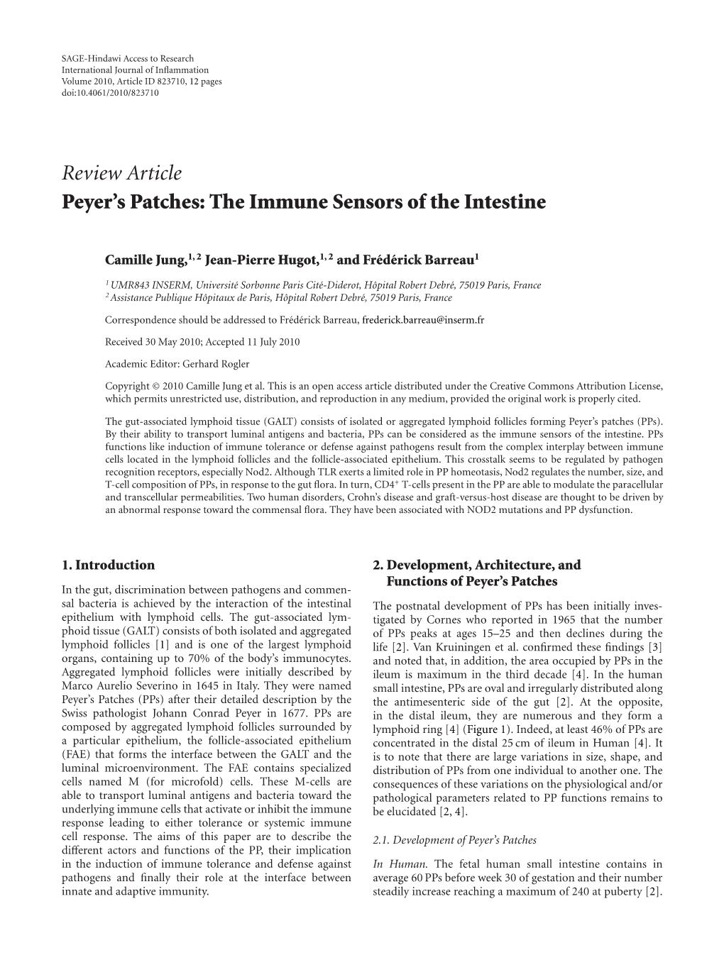 Peyer's Patches: the Immune Sensors of the Intestine