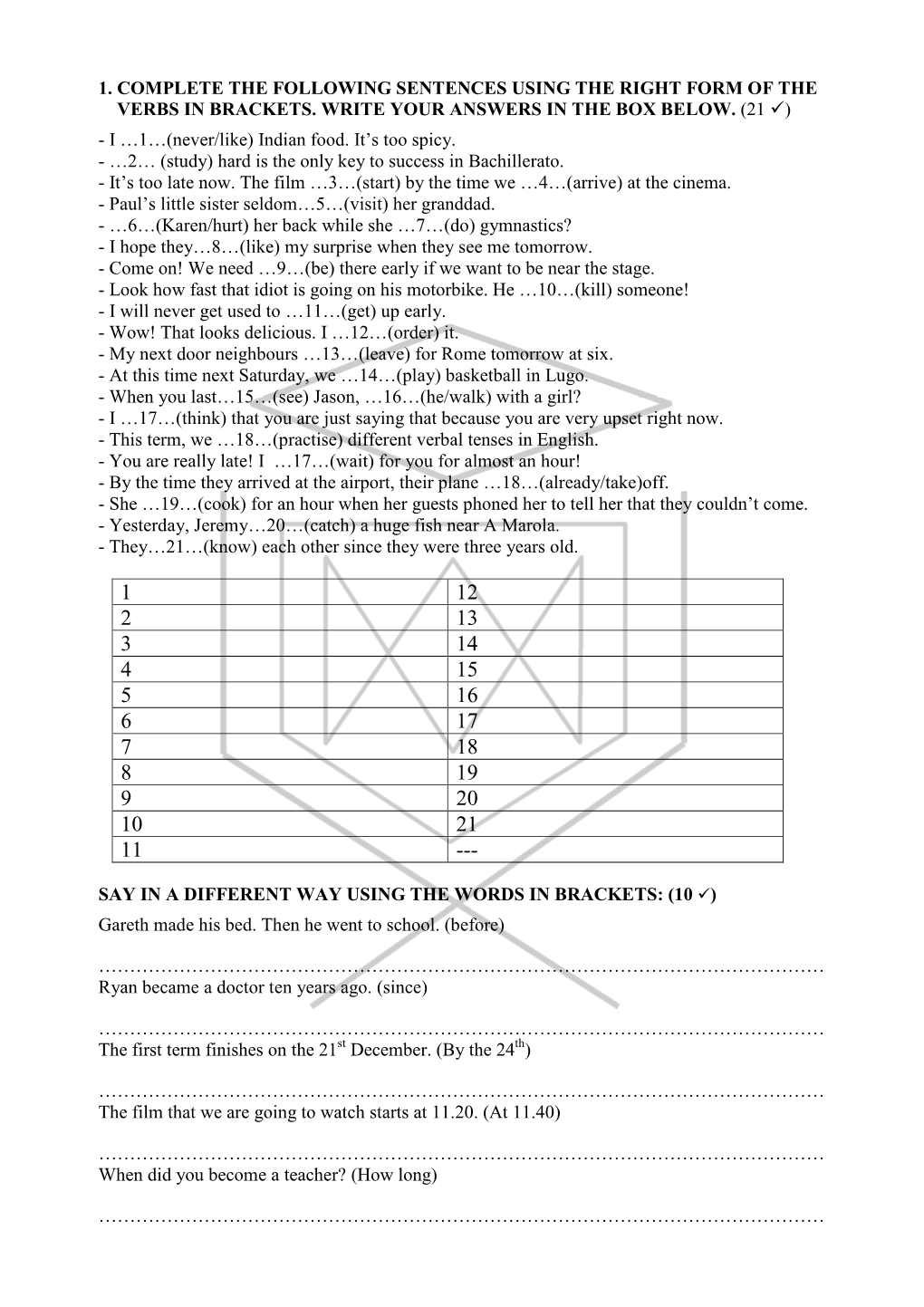 Exercises from Unit 0 Test +