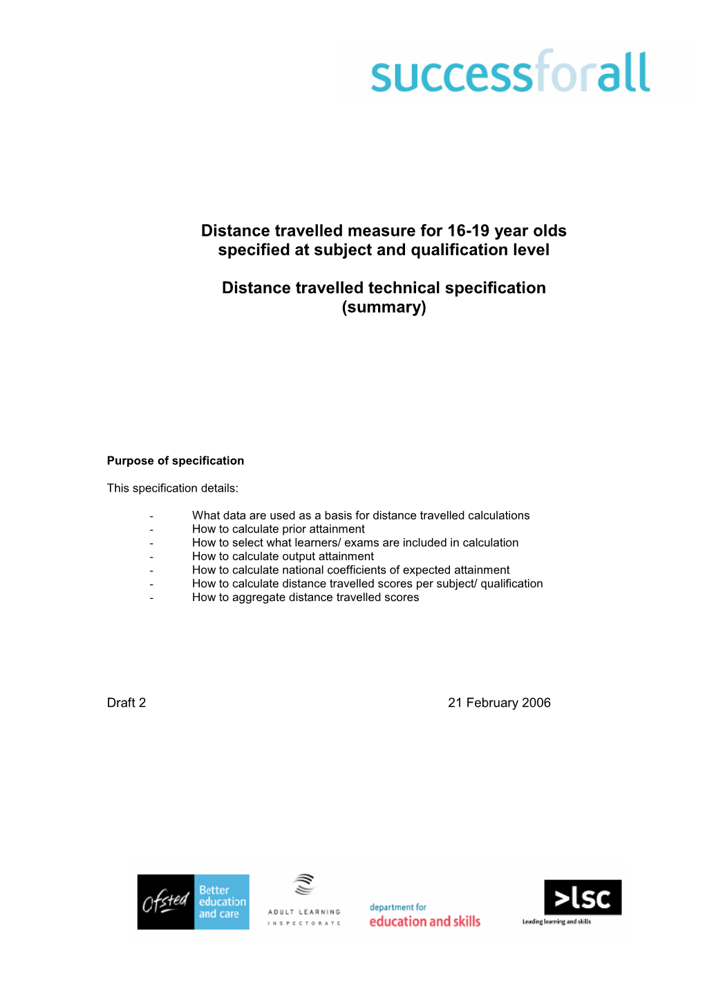 Distance Travelled Measure for 16-19 Year Olds Specified at Subject and Qualification Level