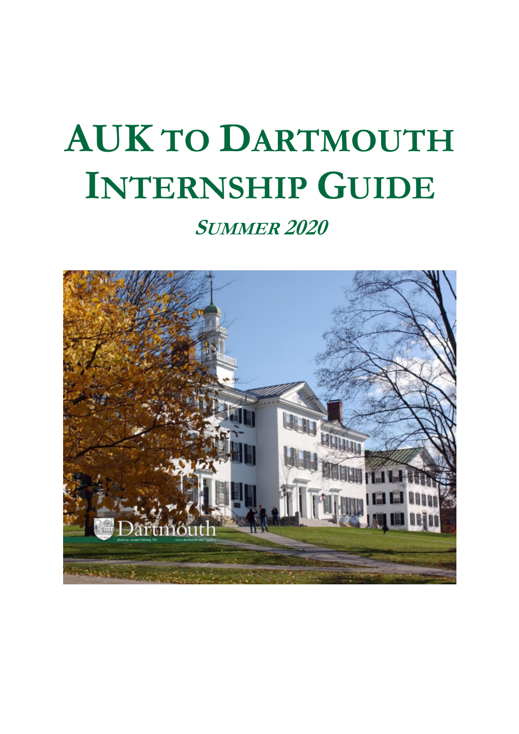 Auk to Dartmouth Internship Guide Summer 2020