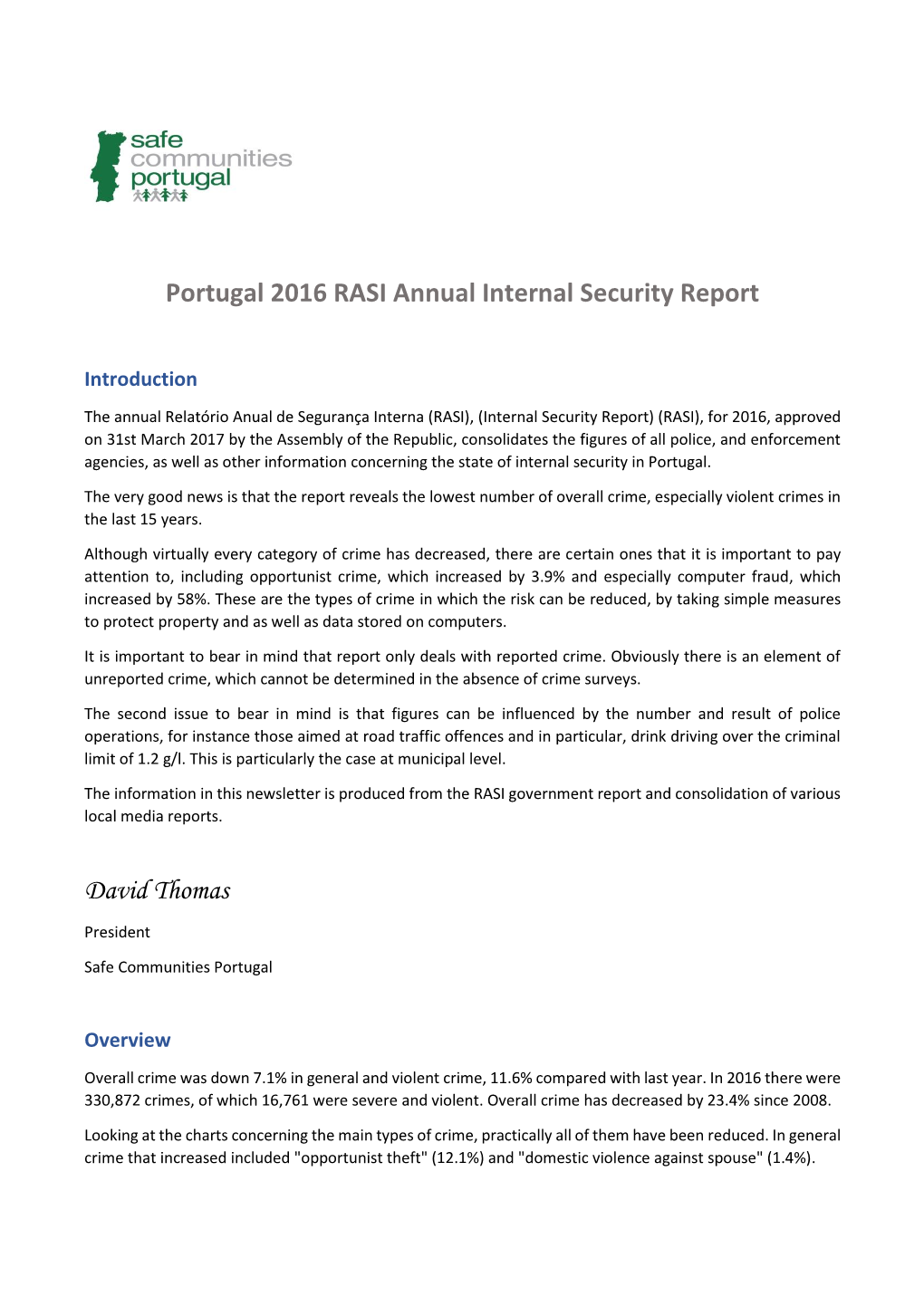 Portugal 2016 RASI Internal Internal Security Report