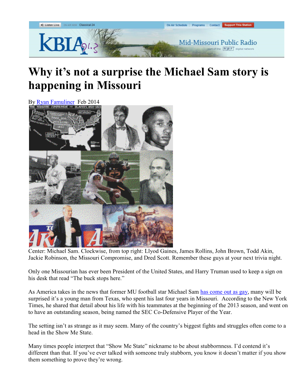 Why It's Not a Surprise the Michael Sam Story Is Happening in Missouri