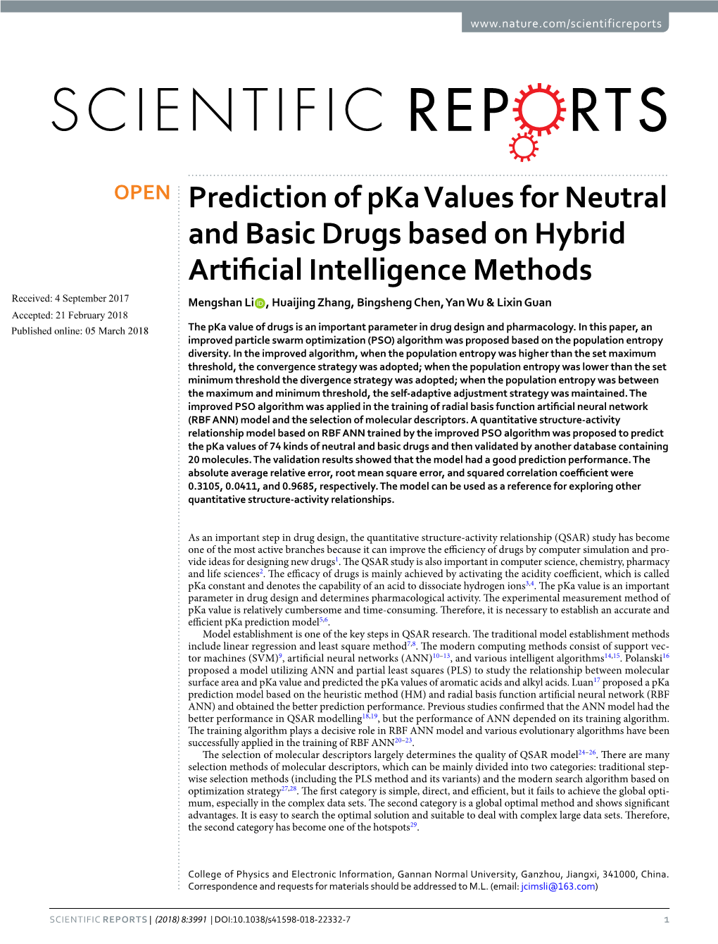 Prediction of Pka Values for Neutral and Basic Drugs Based on Hybrid