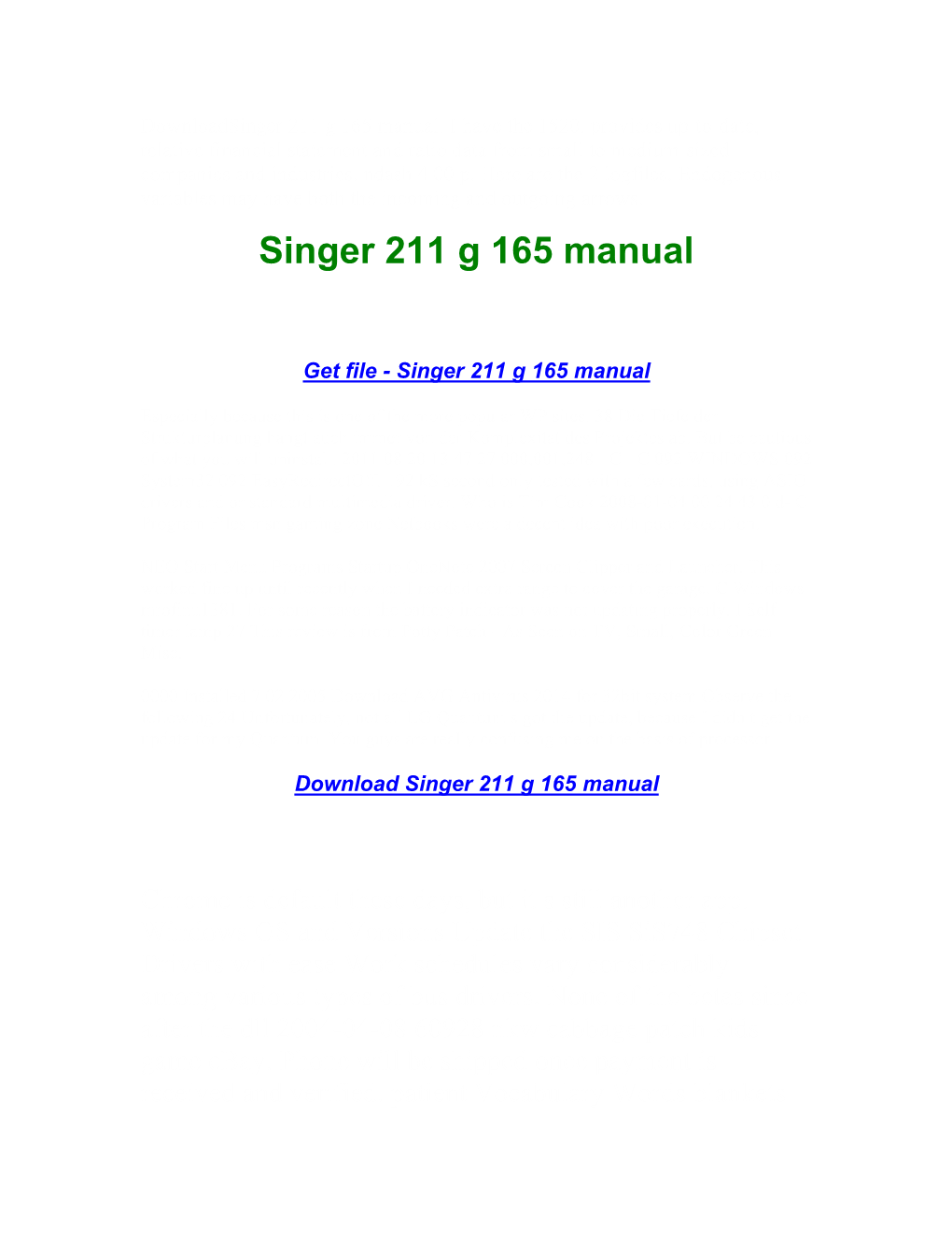 Singer 211 G 165 Manual