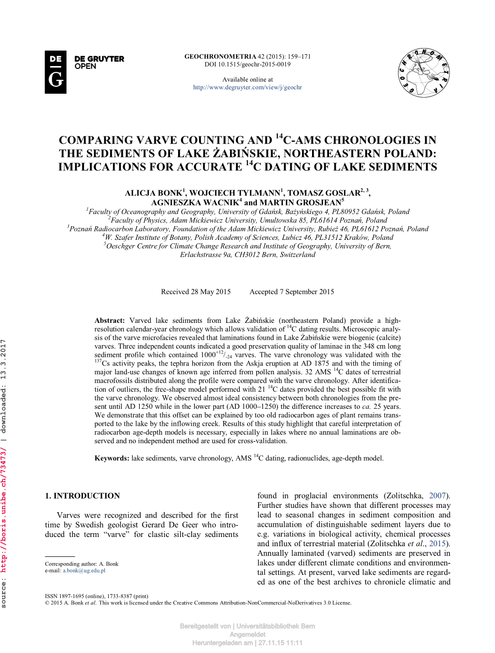 Comparing Varve Counting and 14C-Ams Chronologies in the Sediments of Lake Żabińskie, Northeastern Poland: Implications for Accurate 14C Dating of Lake Sediments