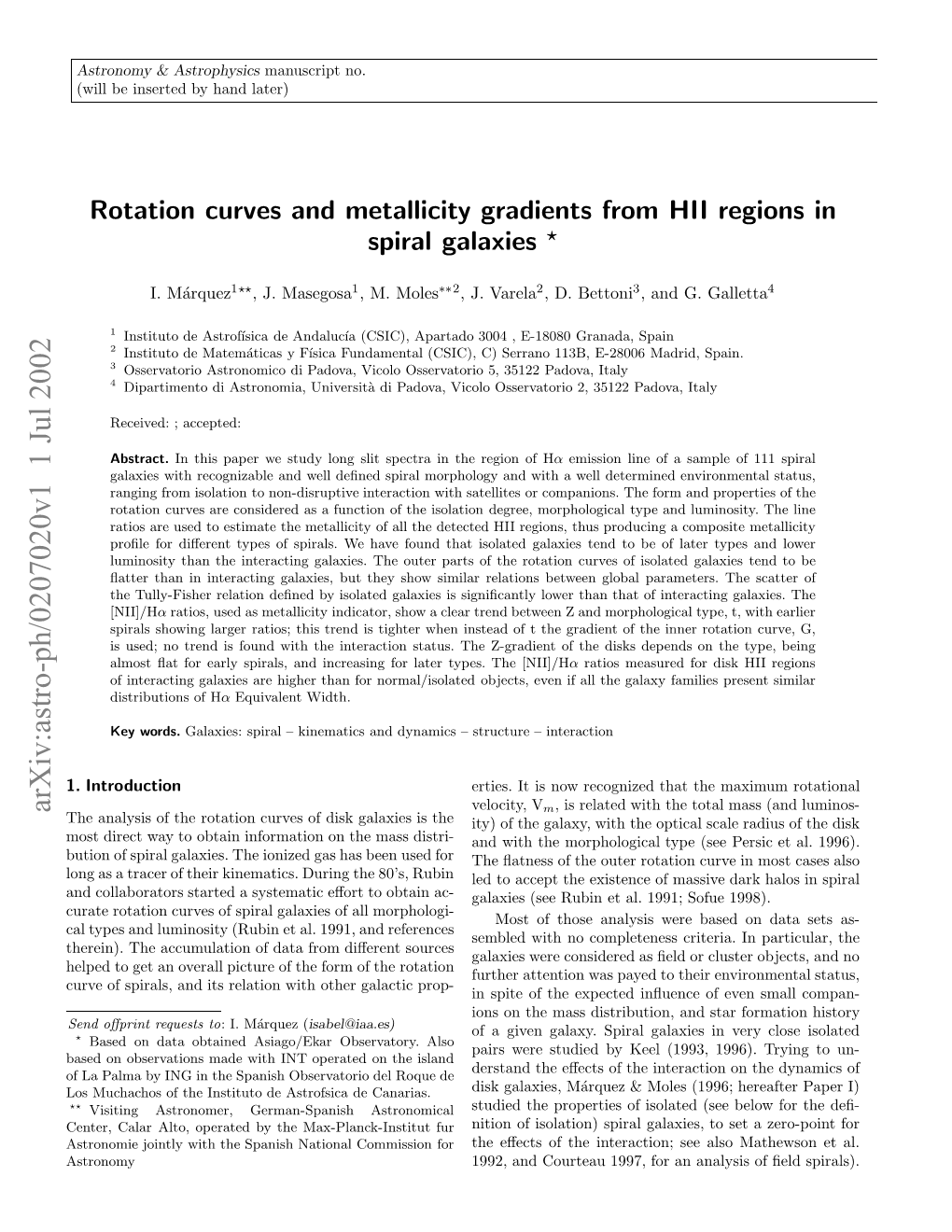 Rotation Curves and Metallicity Gradients from HII Regions in Spiral
