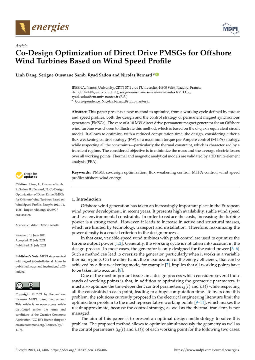 Co-Design Optimization of Direct Drive Pmsgs for Offshore Wind Turbines Based on Wind Speed Profile