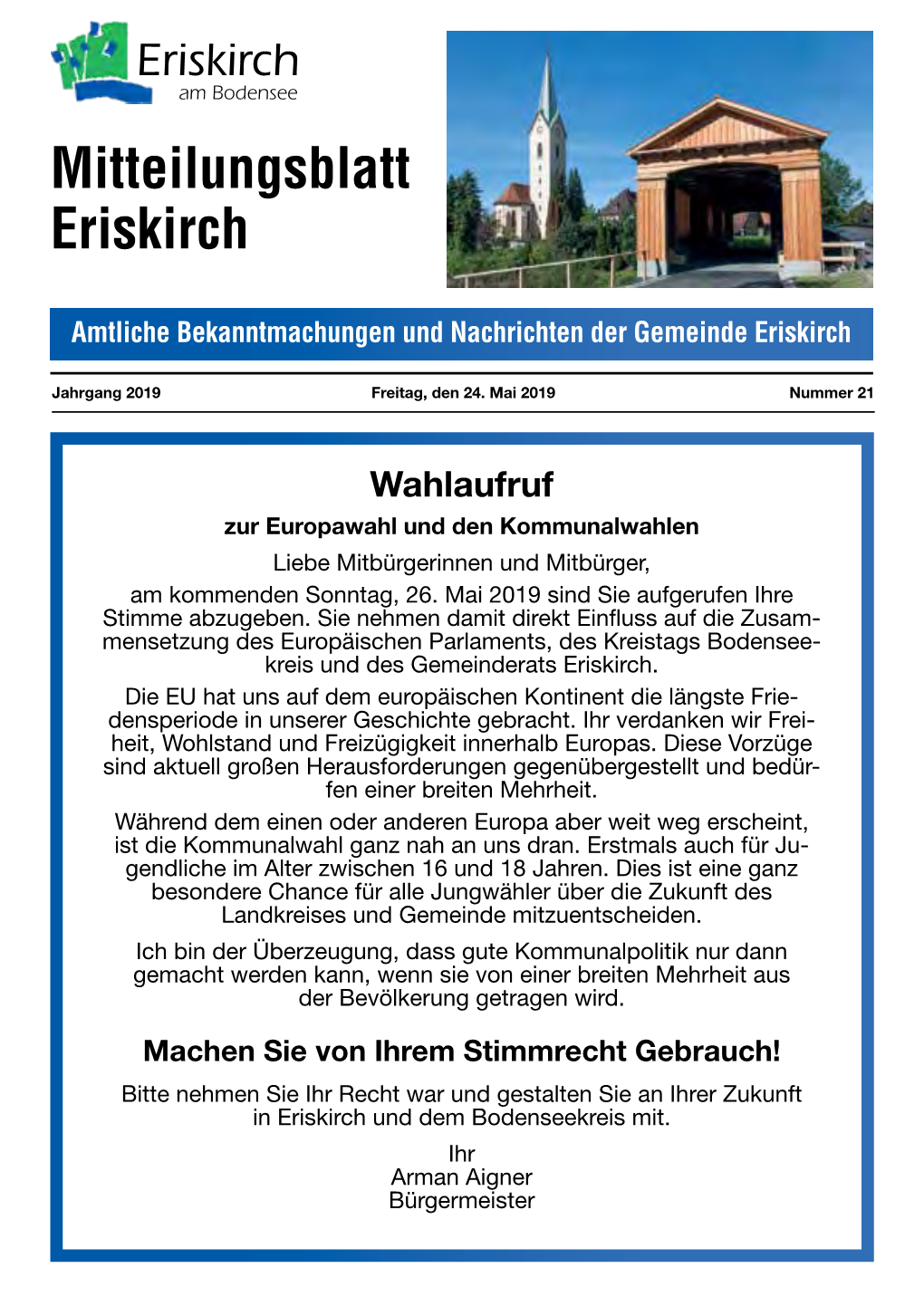 Mitteilungsblatt Eriskirch