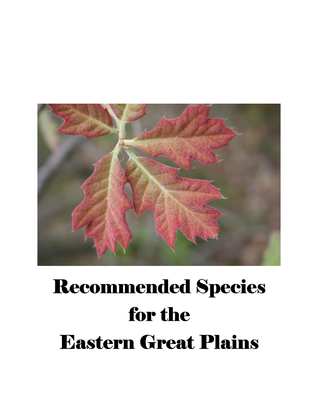 Recommended Species Recommended Species for the Eastern