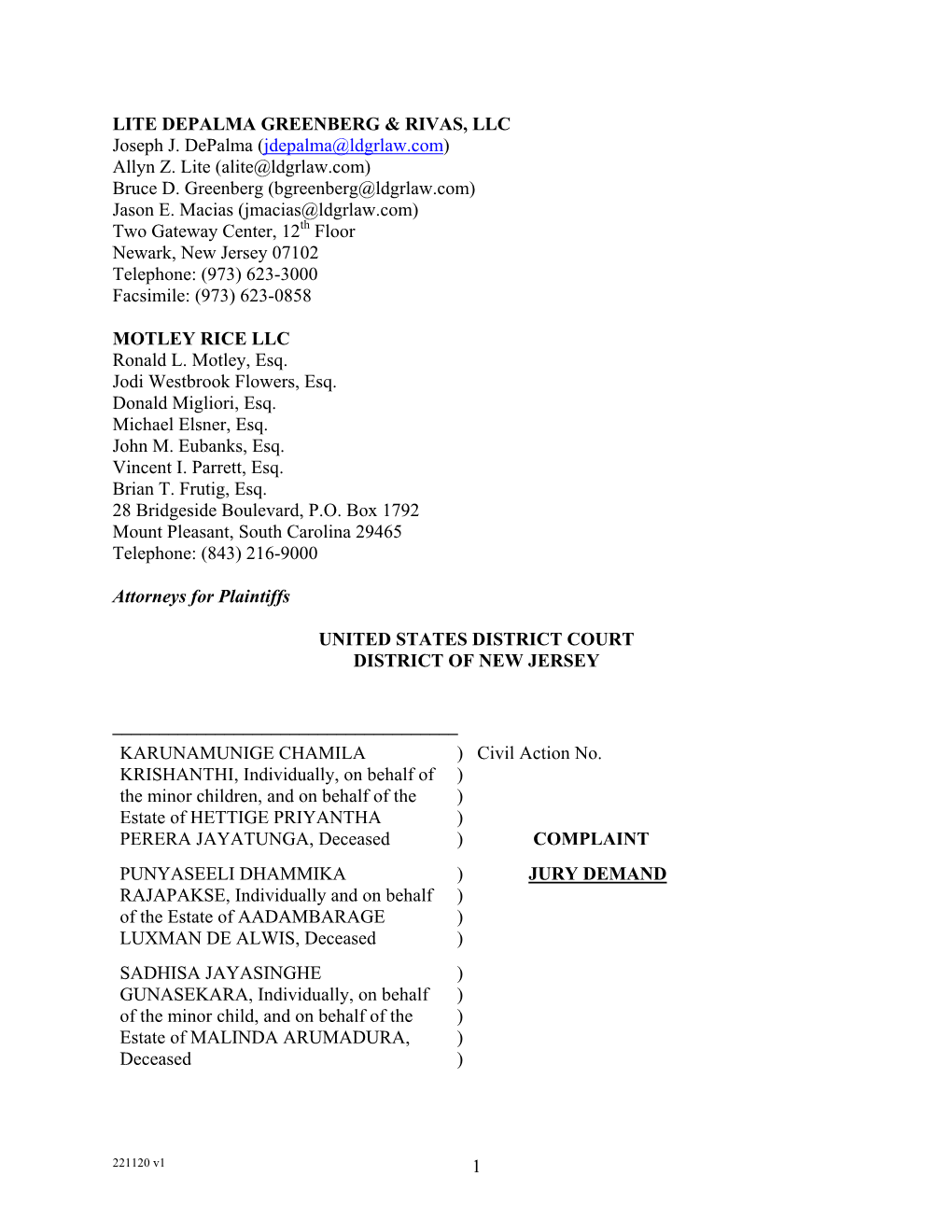 Allyn Z. Lite (Alite@Ldgrlaw.Com) Bruce D. Greenberg (Bgreenberg@Ldgrlaw.Com) Jason E