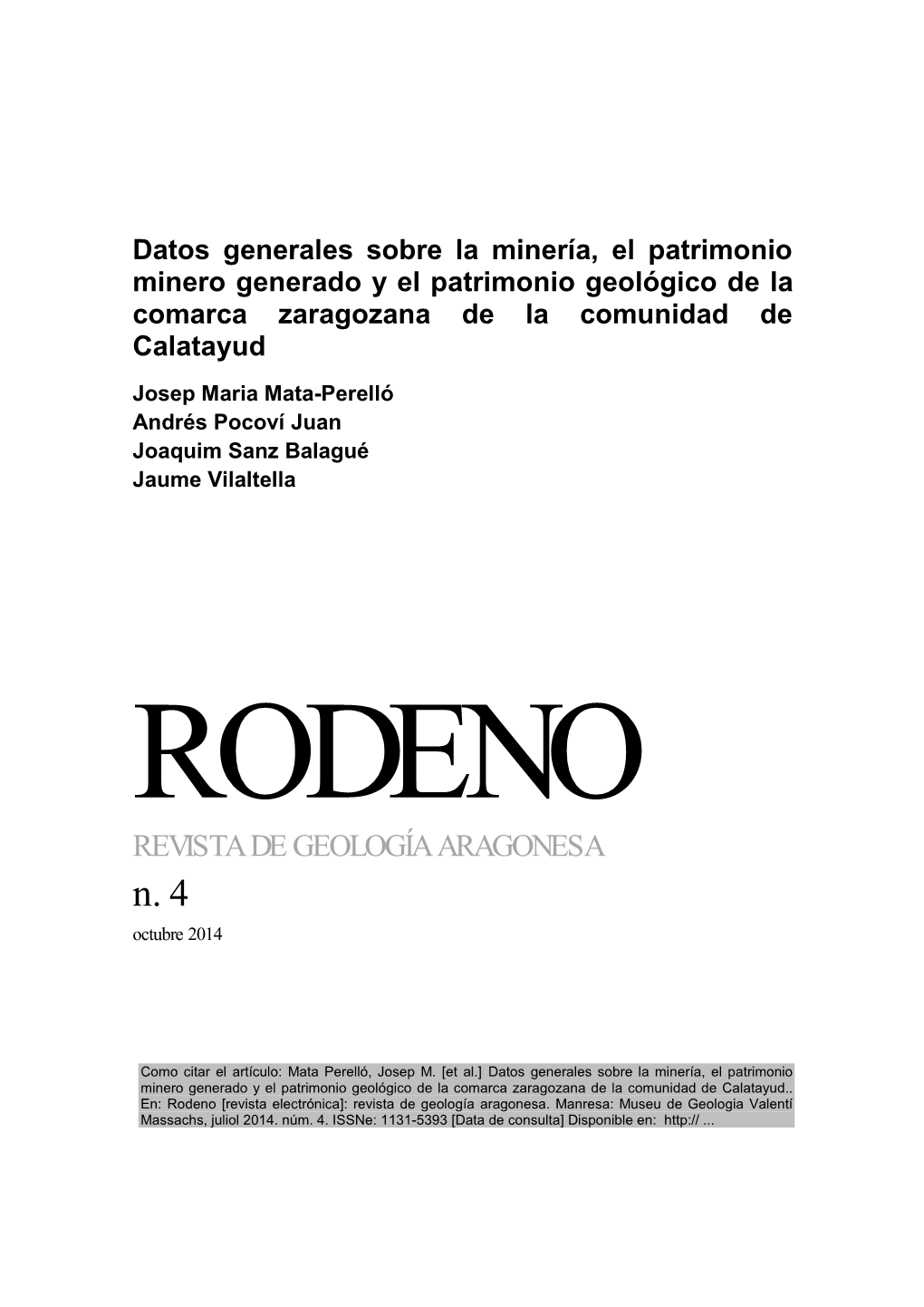 REVISTA DE GEOLOGÍA ARAGONESA N