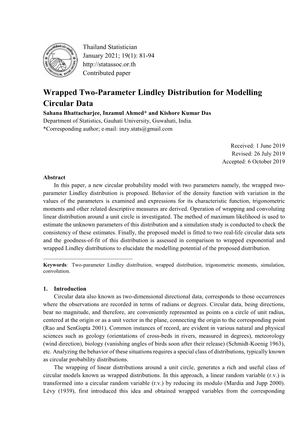 Wrapped Two-Parameter Lindley Distribution for Modelling Circular Data