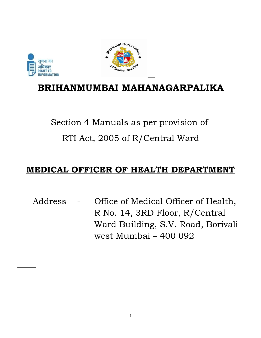 Medical Officer of Health Department