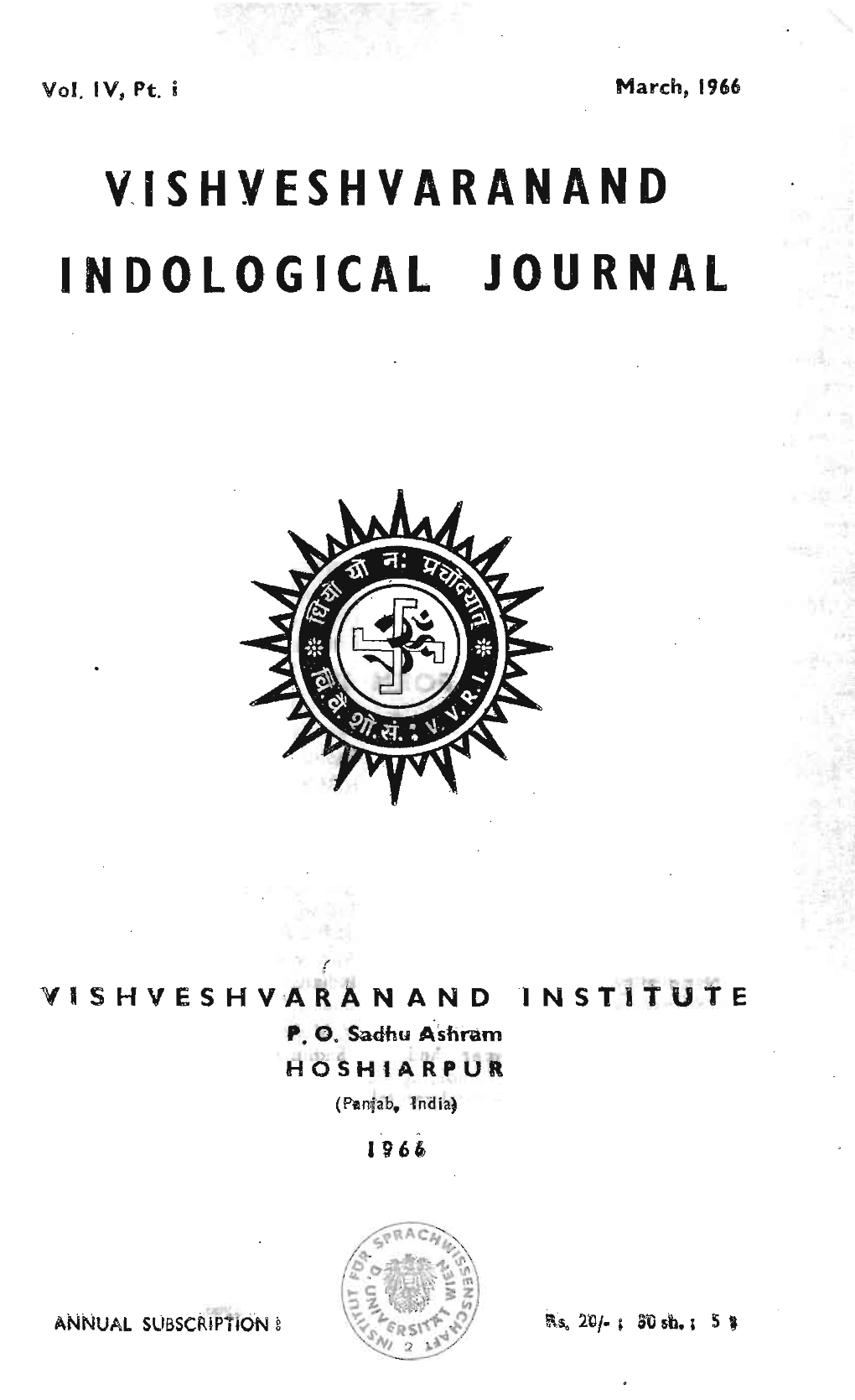 V,Ishveshvaranand Indological Journal