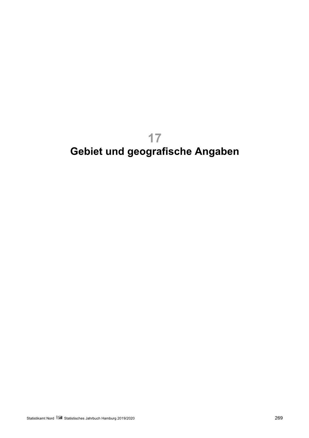 Statistisches Jahrbuch Hamburg 2019/2020 269 17 Gebiet Und Geografische Angaben