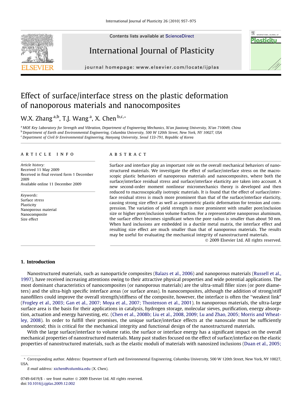 Effect of Surface/Interface Stress on the Plastic Deformation of Nanoporous Materials and Nanocomposites