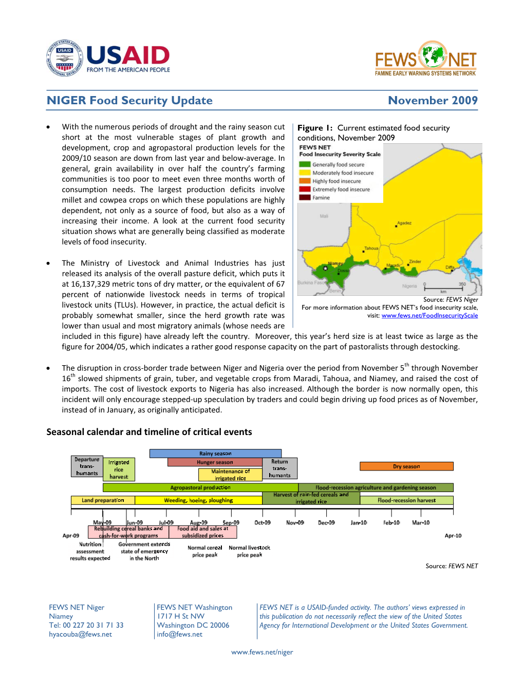 NIGER Food Security Update November 2009