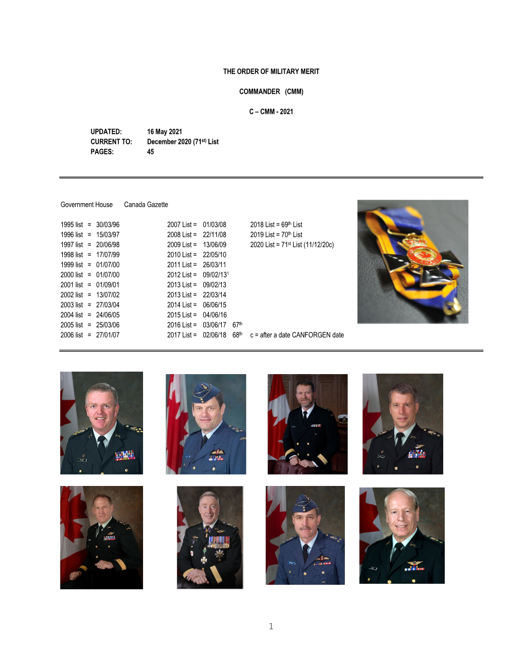 The Order of Military Merit Commander