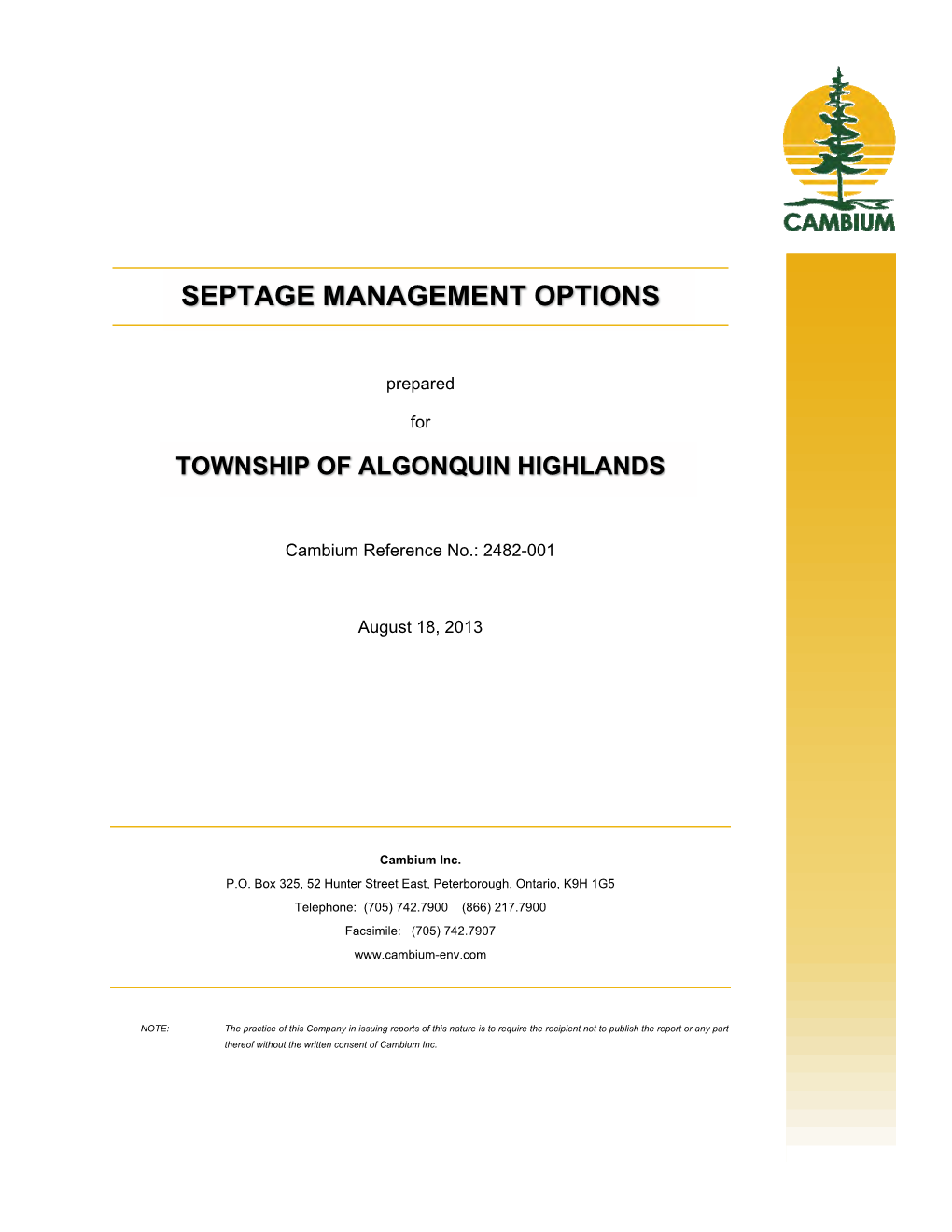 Septage Management Options
