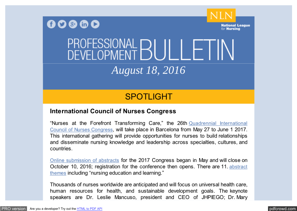 Professional Development Bulletin