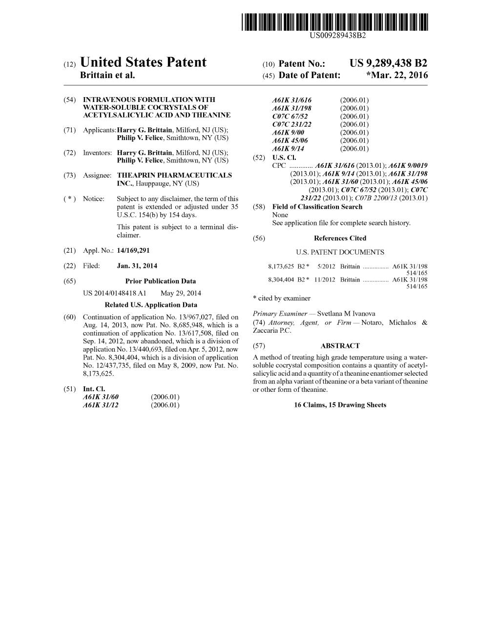 (12) United States Patent (10) Patent No.: US 9.289,438 B2