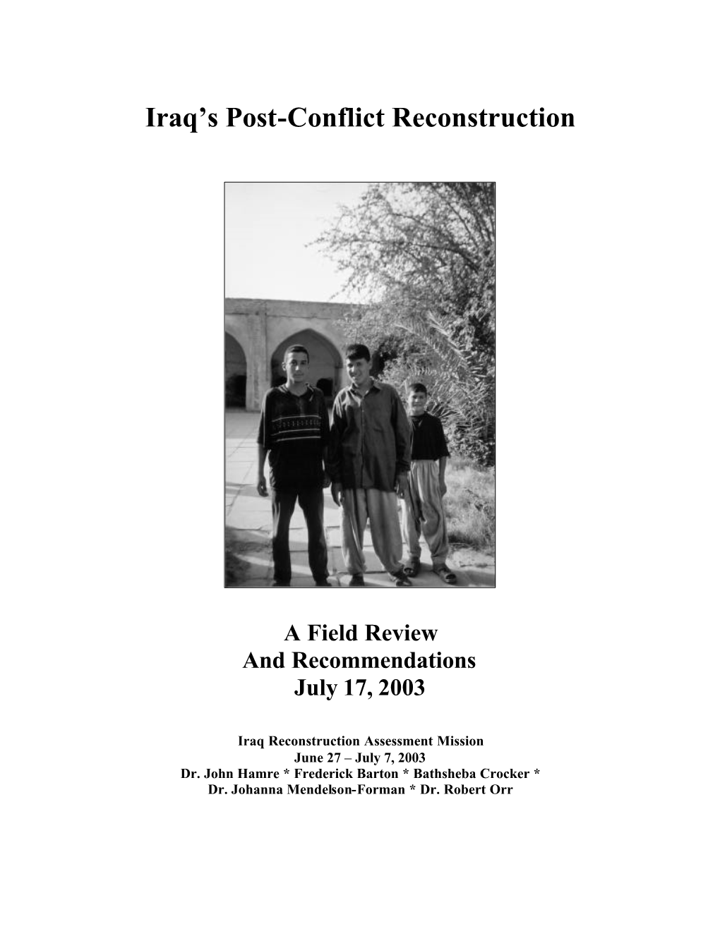 Iraq's Post-Conflict Reconstruction