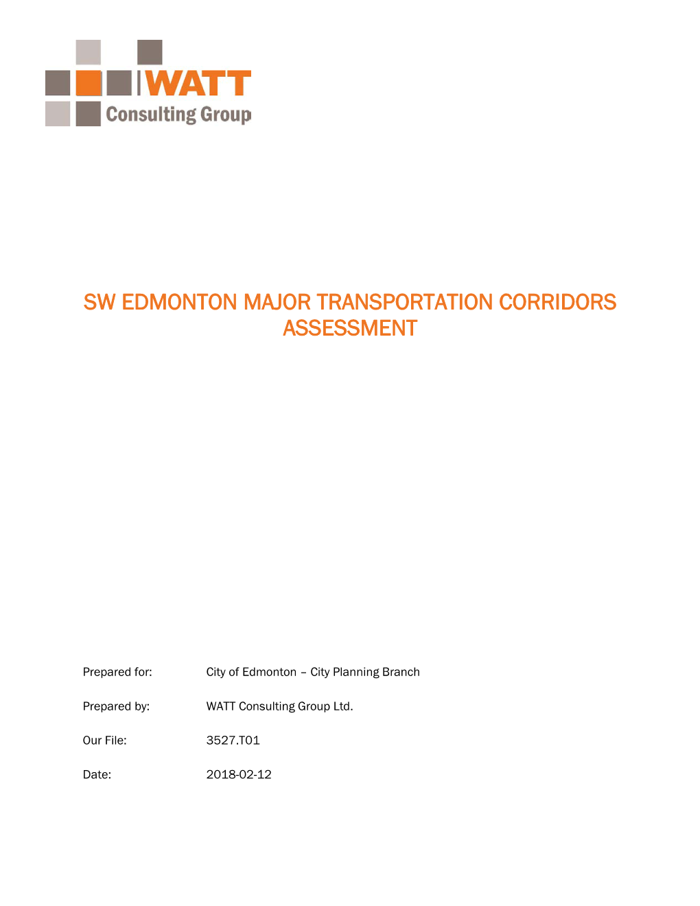 Sw Edmonton Major Transportation Corridors Assessment