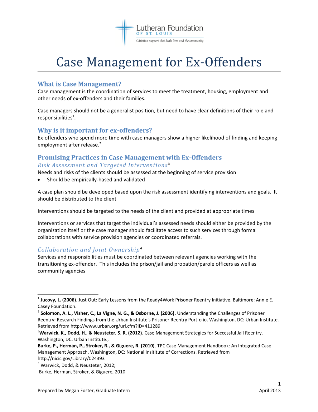 Case Management For Ex-Offenders