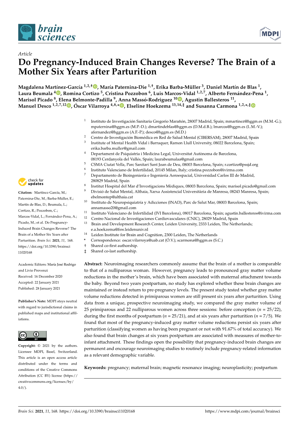 The Brain of a Mother Six Years After Parturition