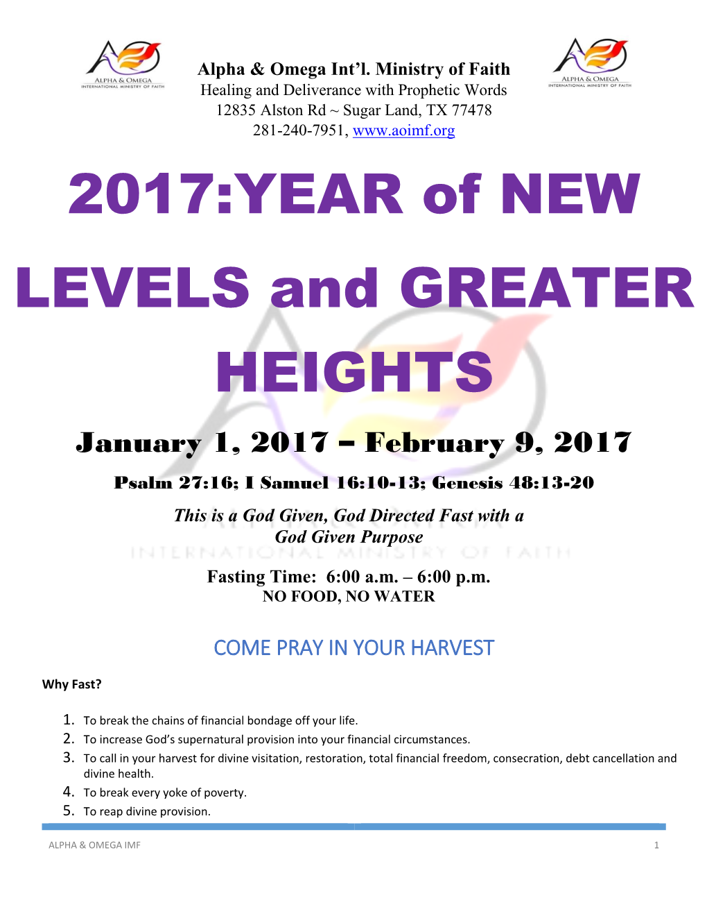 2017:YEAR of NEW LEVELS and GREATER HEIGHTS
