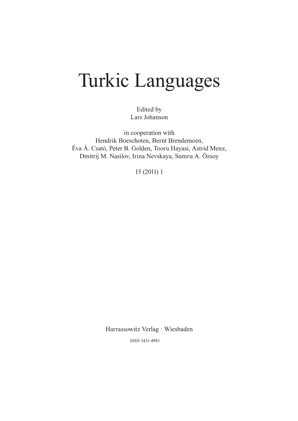 Turkic Languages 15, 3–50
