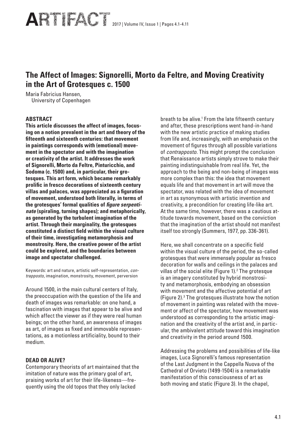 Signorelli, Morto Da Feltre, and Moving Creativity in the Art of Grotesques C