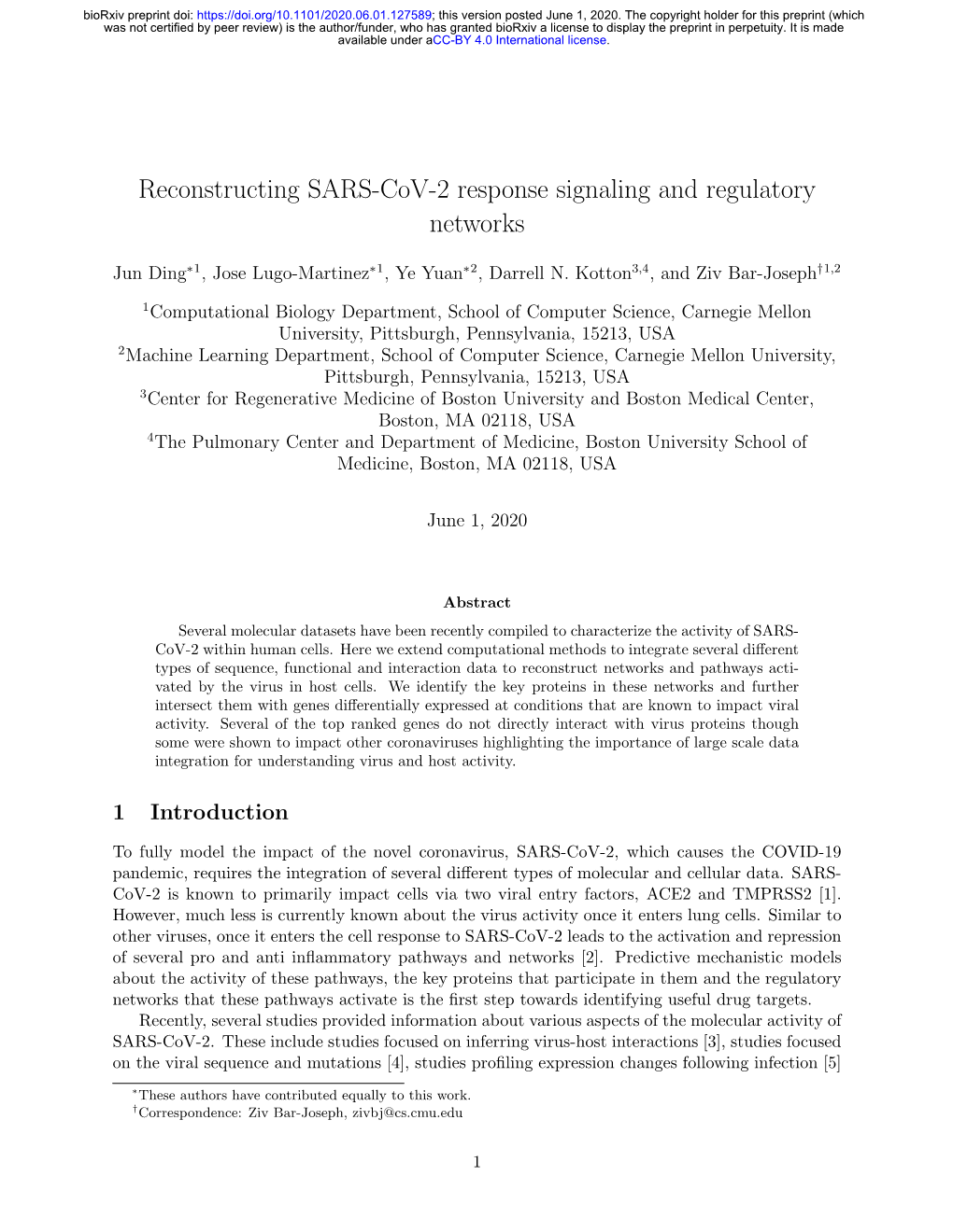 Reconstructing SARS-Cov-2 Response Signaling and Regulatory Networks