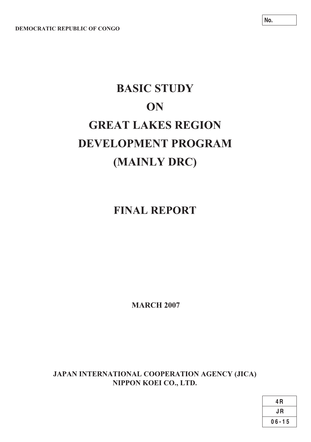 Mainly Drc) Basic Study on Great Lakes Region Democratic Republic of Congo