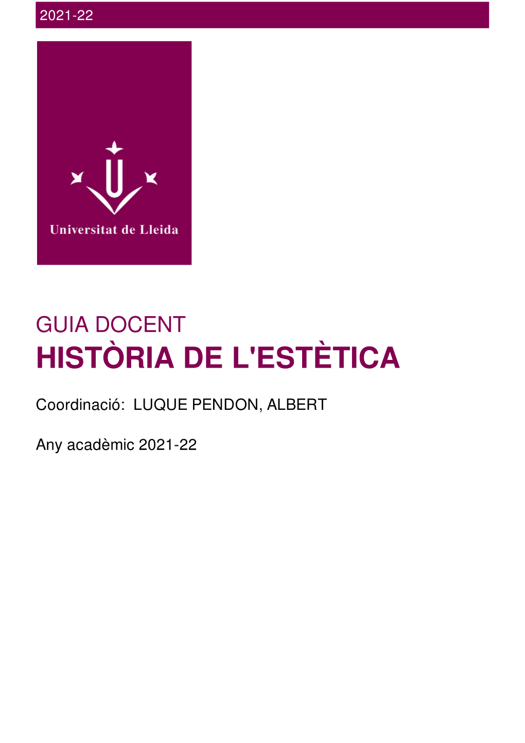 Història De L'estètica