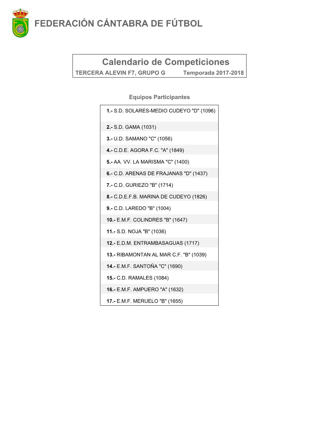 Calendario De Competición