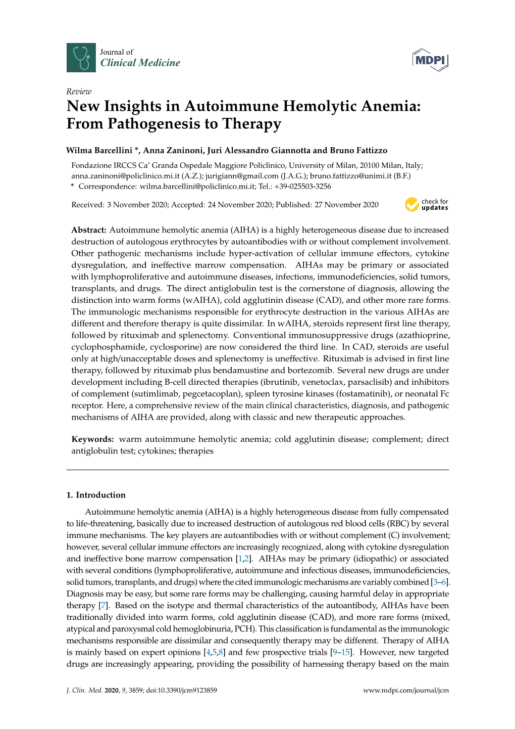 New Insights in Autoimmune Hemolytic Anemia: from Pathogenesis to Therapy