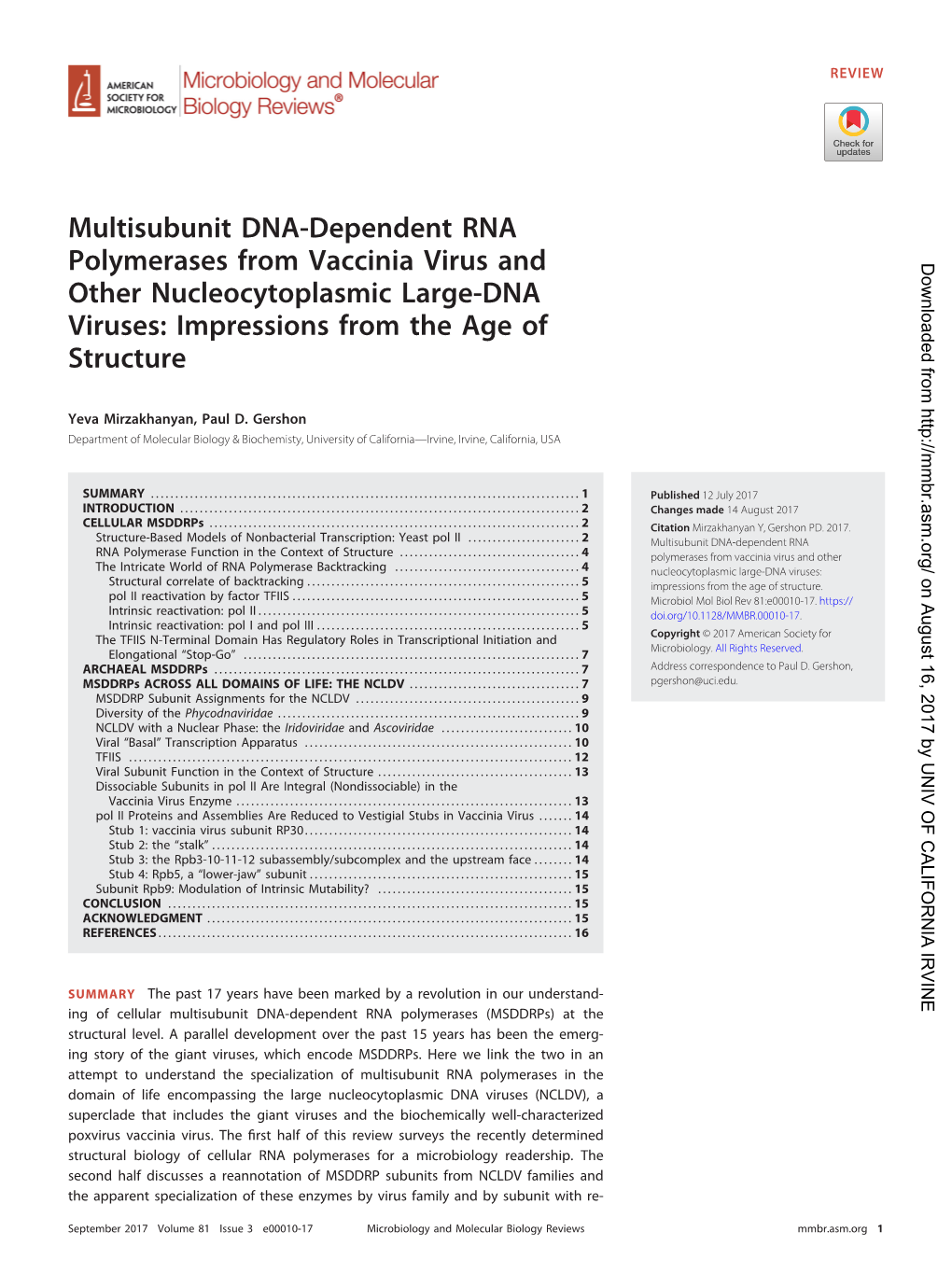 Multisubunit DNA-Dependent RNA Polymerases from Vaccinia Virus