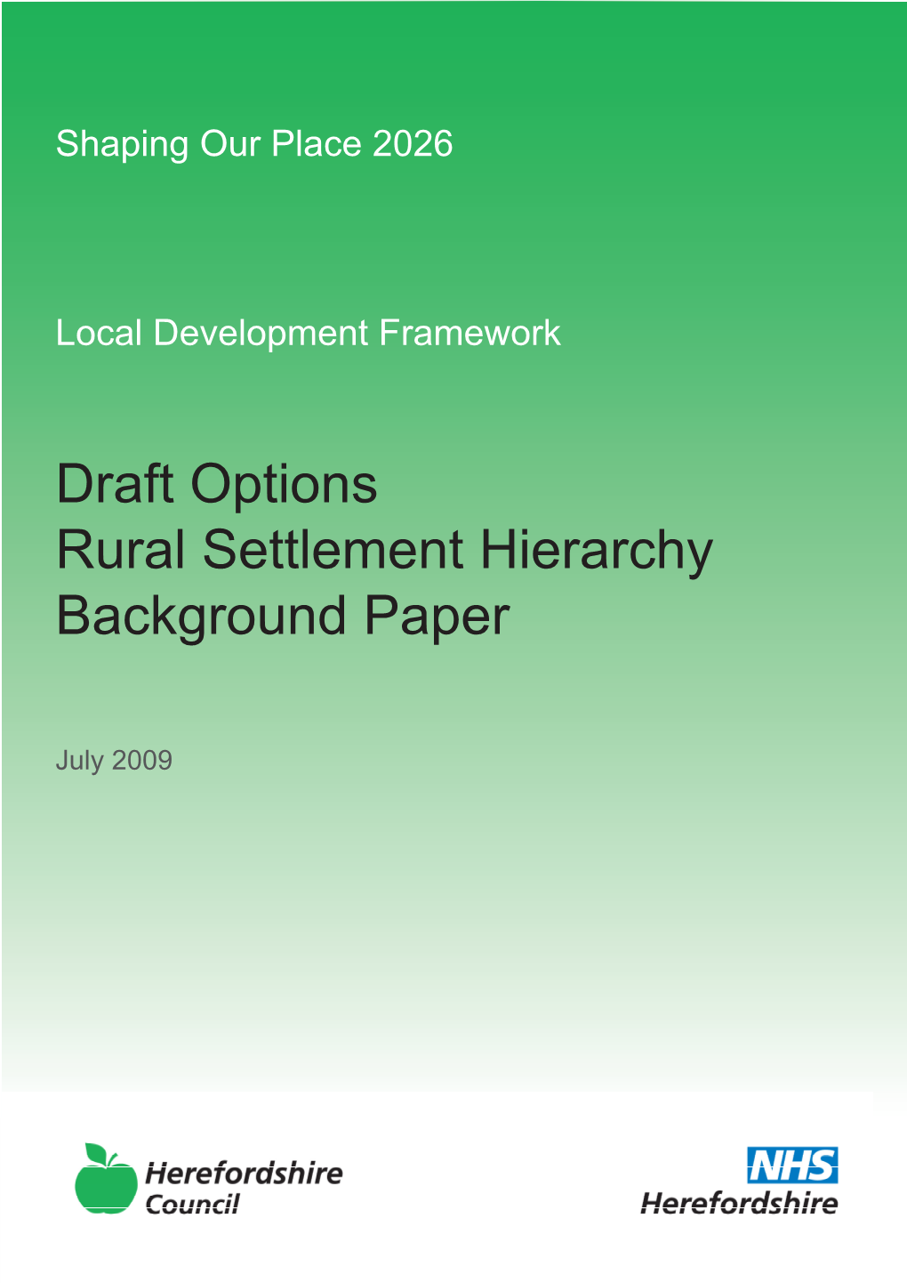 Draft Options Rural Settlement Hierarchy Background Paper