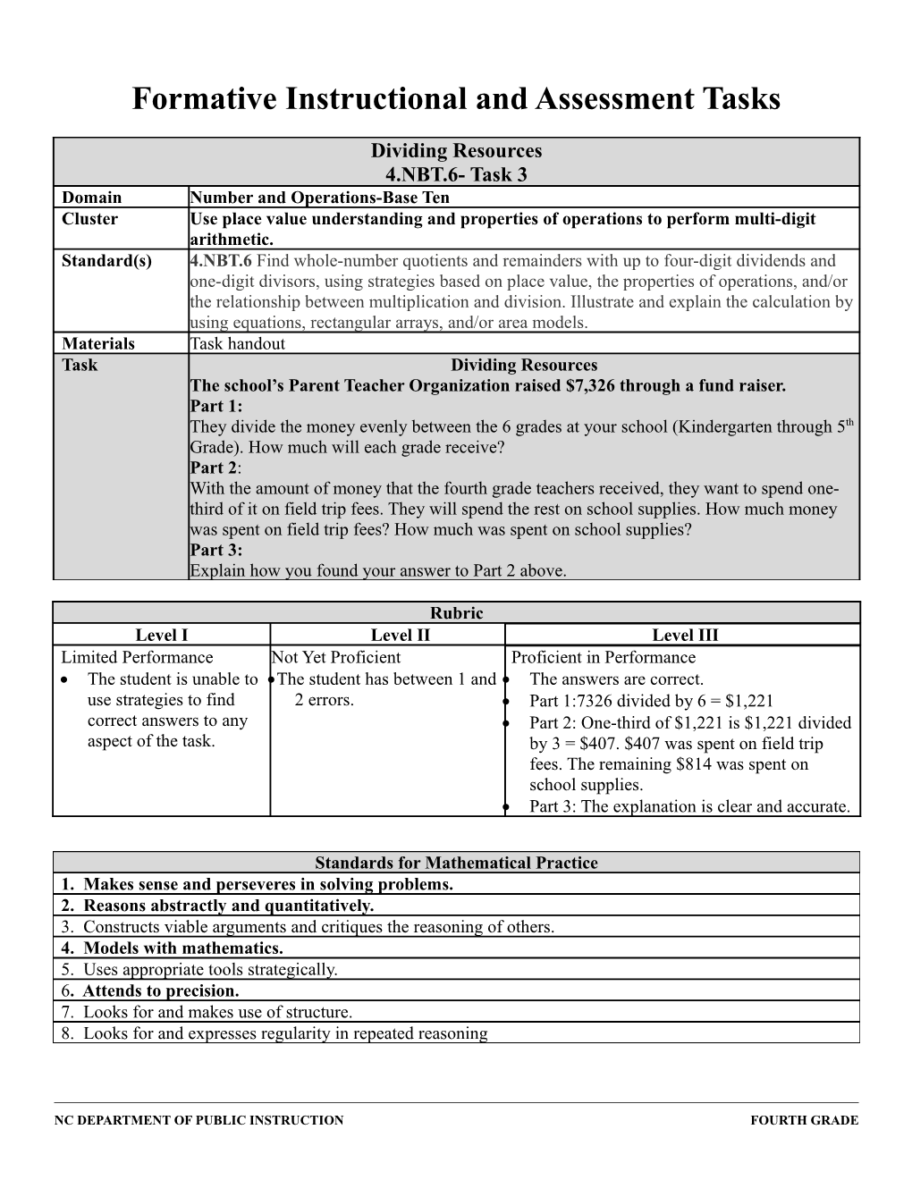 Formative Instructional and Assessment Tasks s14