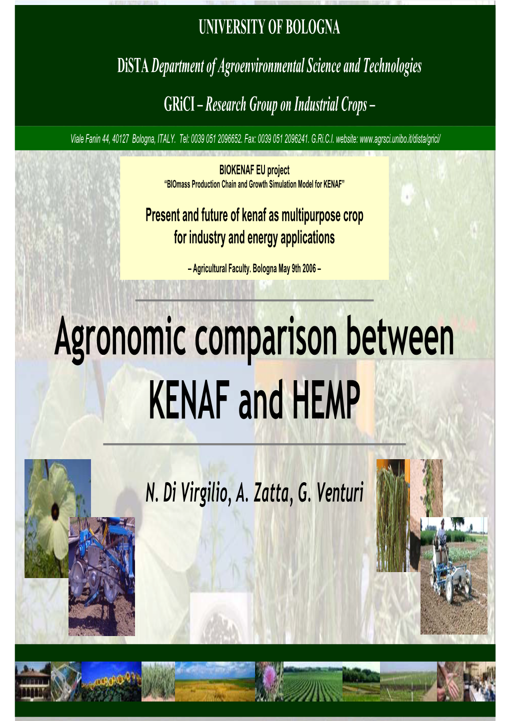 Agronomic Comparison Between KENAF and HEMP