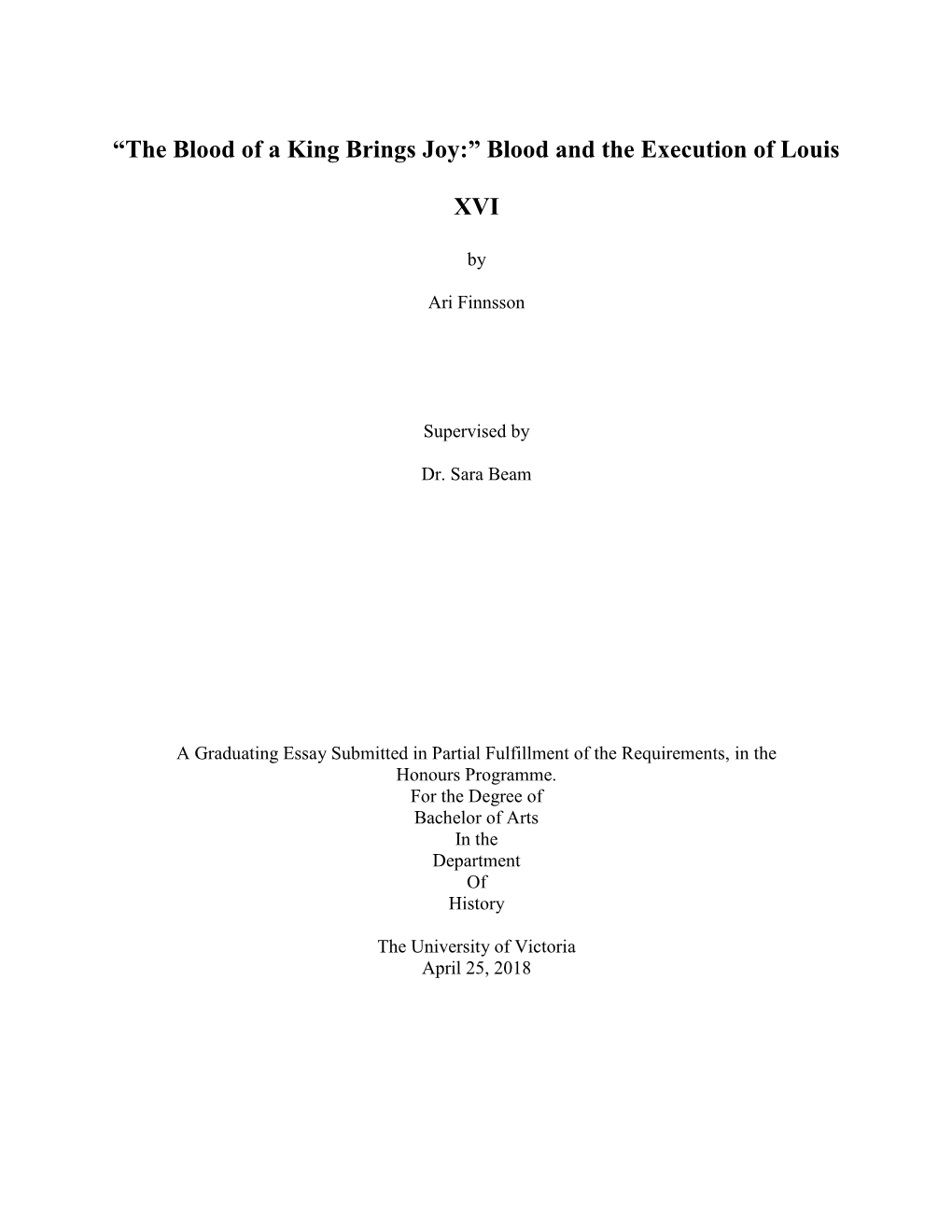 “The Blood of a King Brings Joy:” Blood and the Execution of Louis