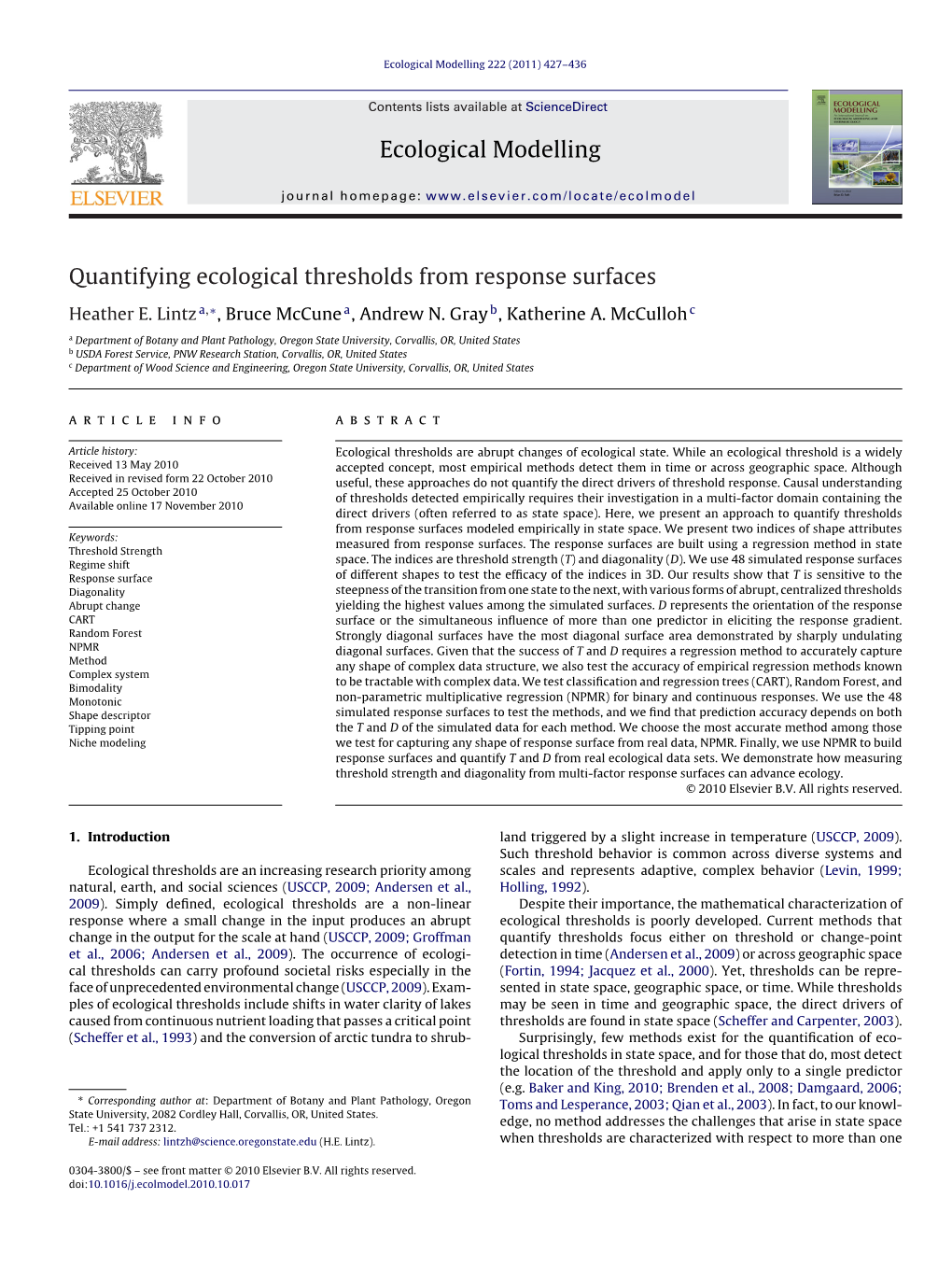 Quantifying Ecological Thresholds from Response Surfaces