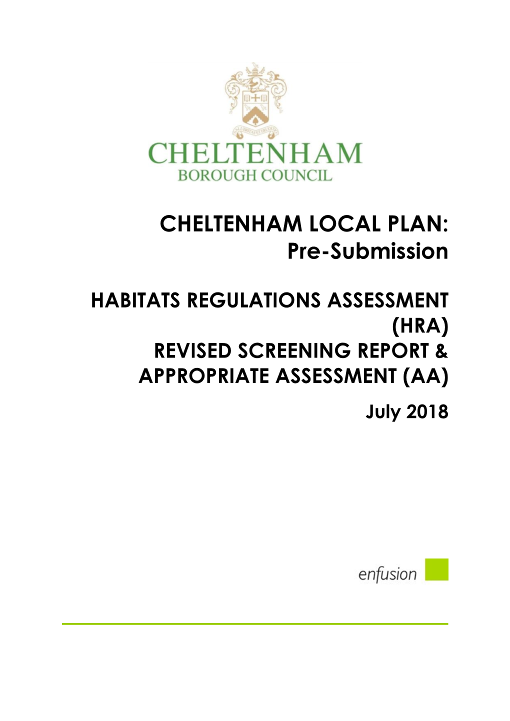 CHELTENHAM LOCAL PLAN: Pre-Submission