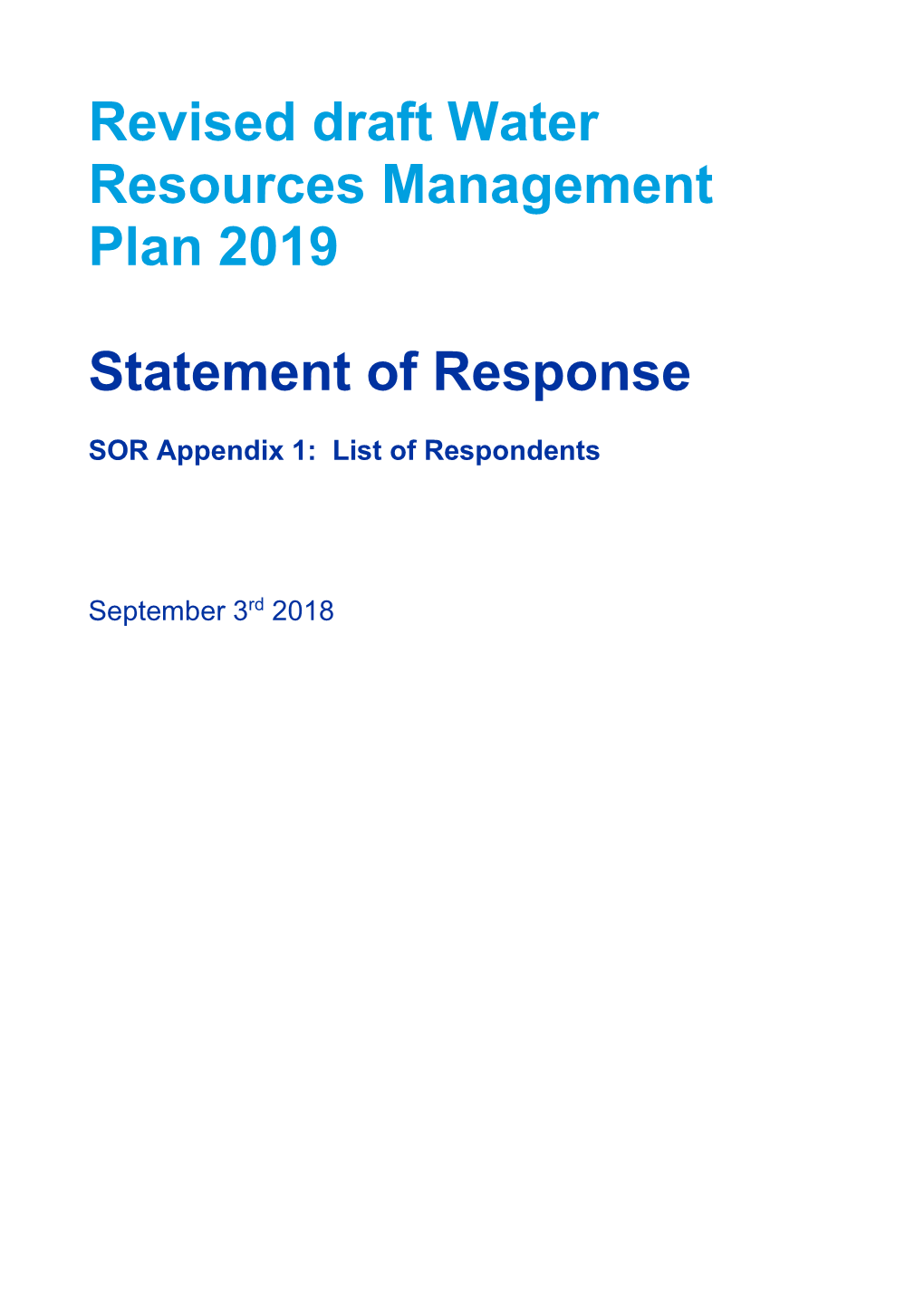 Revised Draft Water Resources Management Plan 2019